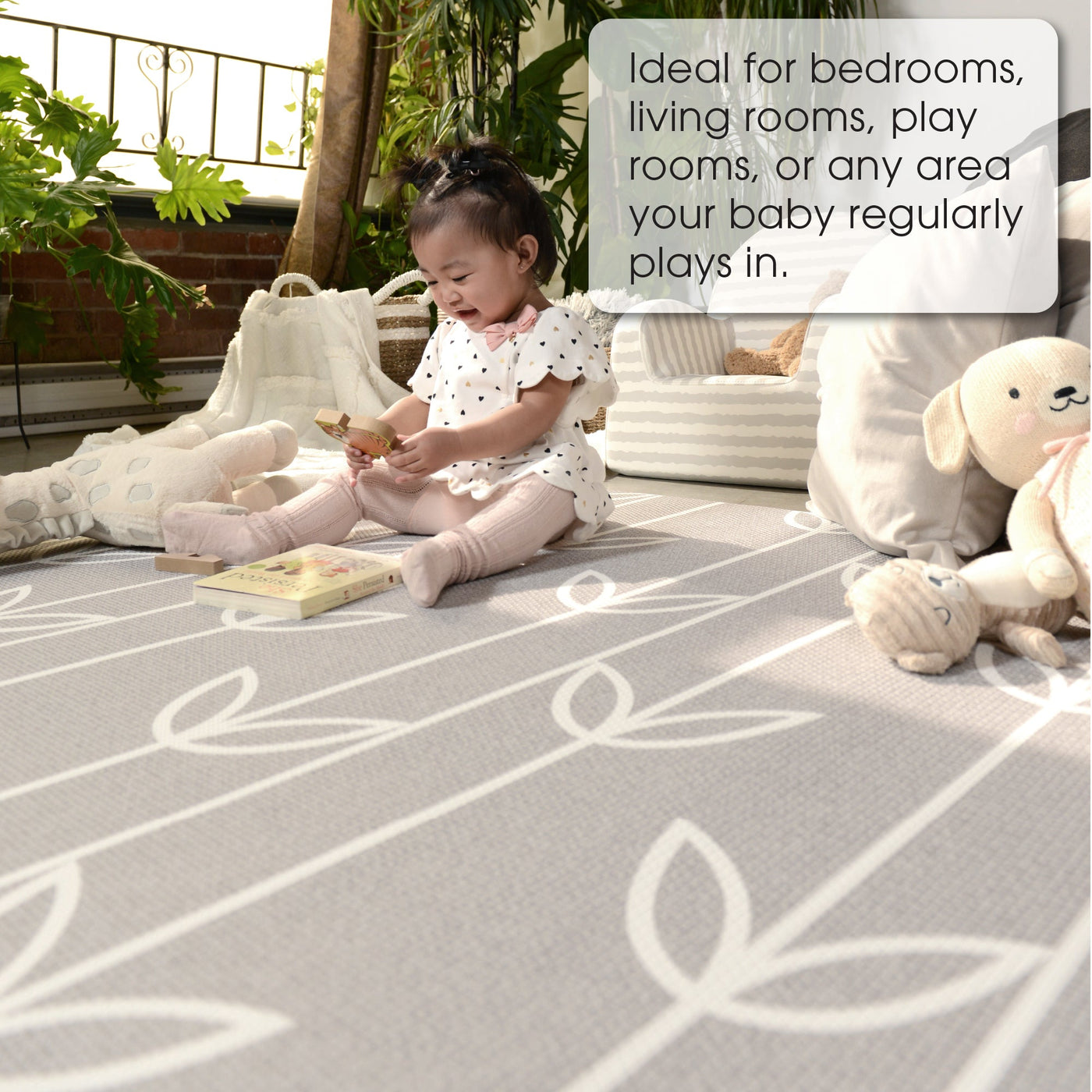 Baby Care Playmat - Sea Petals Grey - Large