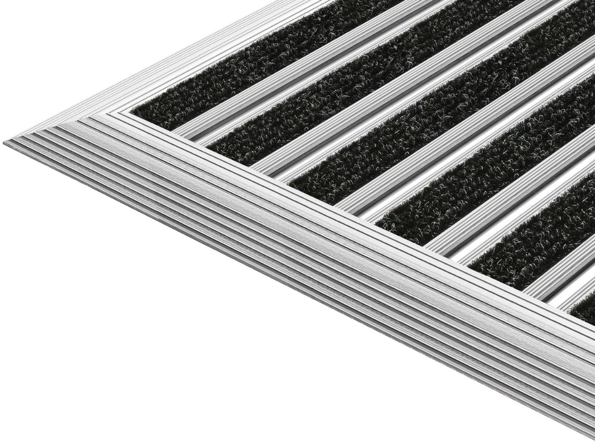 Top Clean Flat Aluminum Entrance Matting - 10mm with Ribbed Carpet