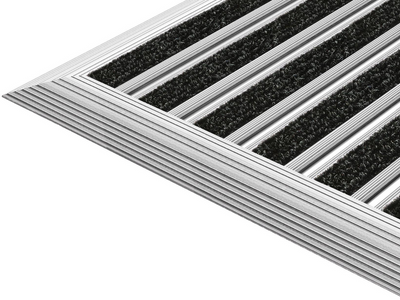 Top Clean Flat Aluminum Entrance Matting - 10mm with Ribbed Carpet