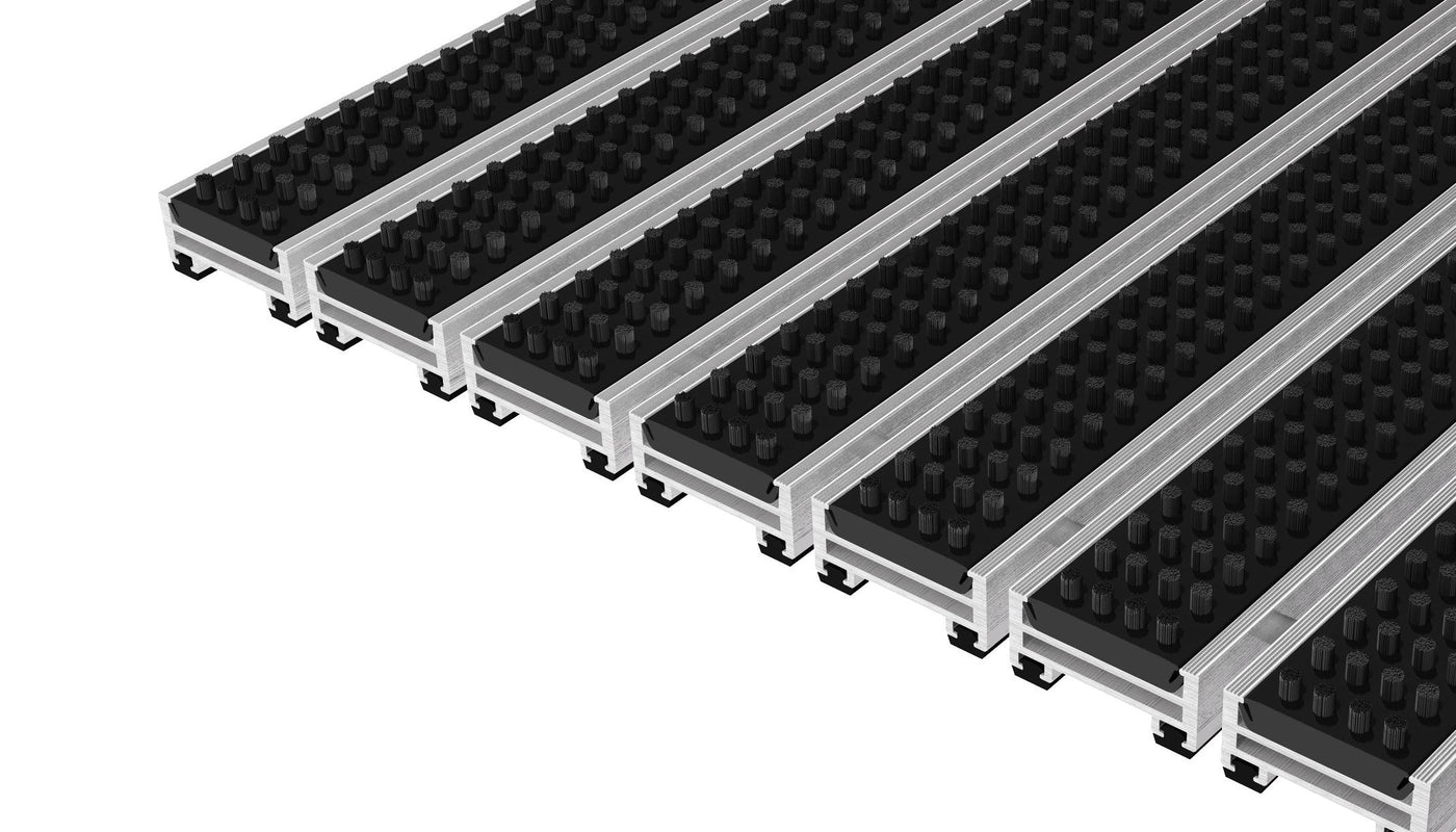 Top Clean Objekt Aluminum Entrance Matting - 22mm with Cassette Brush