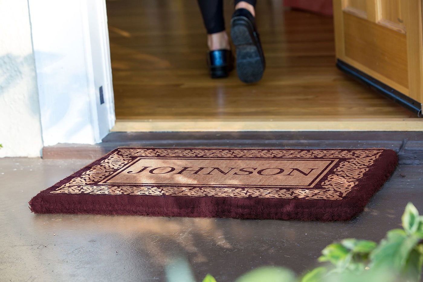 Blooming Hearts Border Personalized Doormats