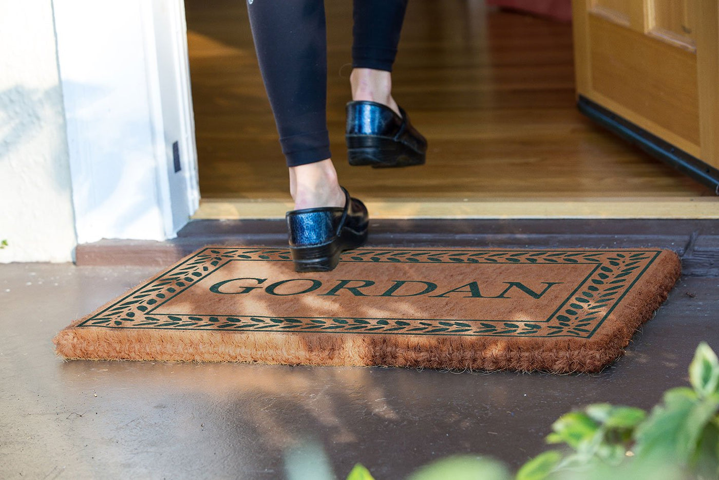 Leafy Vines Border Personalized Doormats