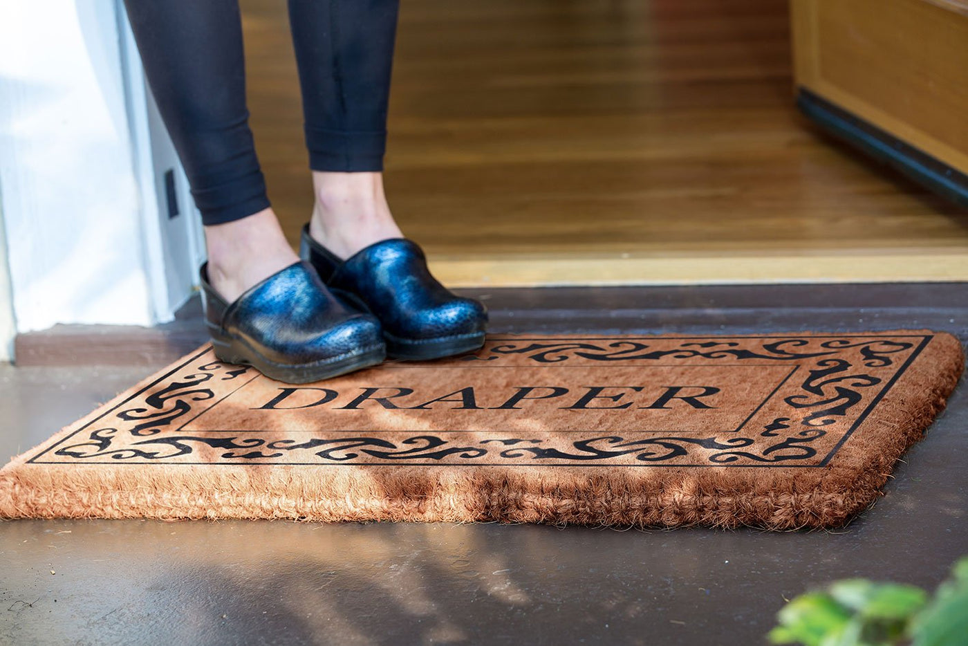 Rolling Scrolls Border Personalized Doormats