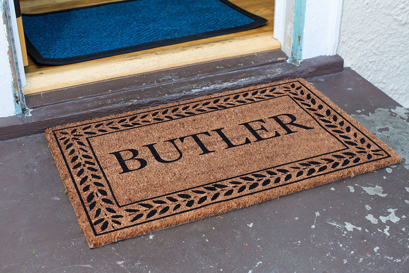 Leafy Vines Border Personalized Doormats