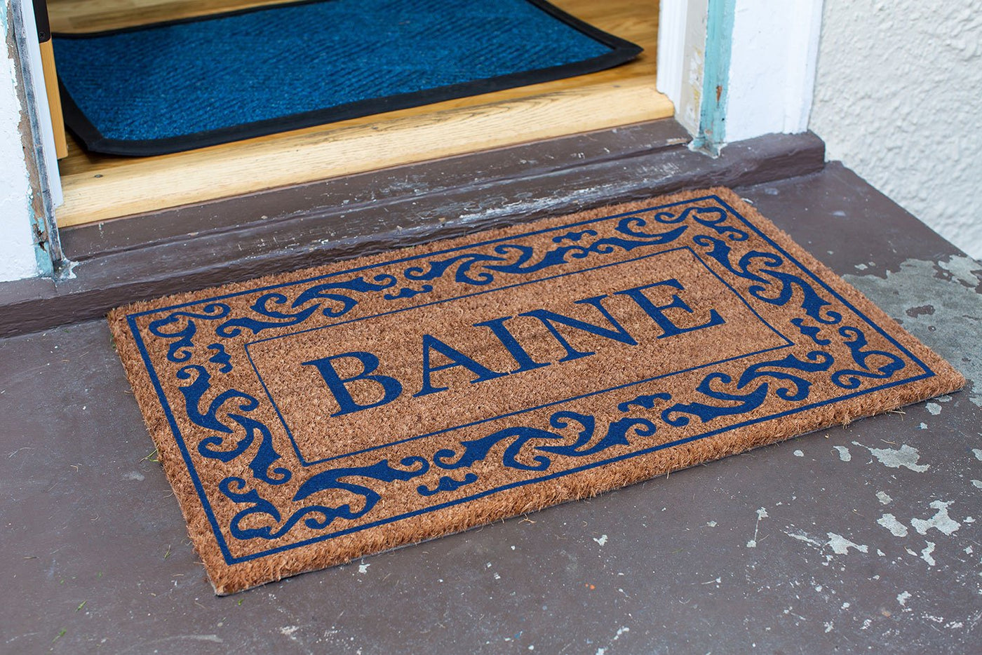 Rolling Scrolls Border Personalized Doormats