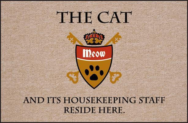 FUNNY DOORMAT - CAT & HOUSEKEEPING STAFF